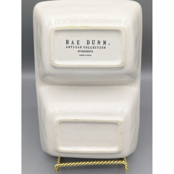 Rae Dunn Muah Lip Divided Dish Bowl Candy Nuts Dip Condiments Artisan Collection - Picture 5 of 10